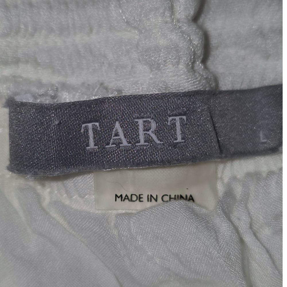 TART Jogger Pants Women L White Smocked Waist Viscose T7619S100 Good - Picture 6 of 8